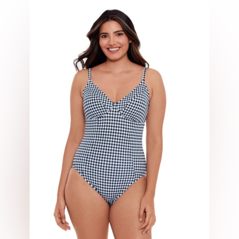 *NWT* Time and Tru SIZE LARGE Paneled Twist Back One Piece Swimsuit ~NEVER WORN~